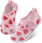 LeIsfIt Kids Water Shoes Toddler Girls Boys Swim Shoes Outdoor Quick-Dry Breathable Aqua Socks for Beach Pool Surf, Watermelon, 1 Big Kid