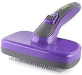 HERTZKO Self Cleaning Slicker Brush with Plastic Tips for Sensitive Dogs and Cats. Gently Removes Loose Fur, Undercoat, Mats, and Tangled Hair. Safe and Painless for Your Pet. Large