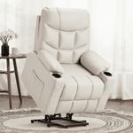 U-MAX Recliner Chair with Heated Vibration Massage, Heavy Duty Power Lift Electric Recliner with Side Pockets, Cup Holders (Cream Beige)