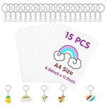 135pcs Heat Shrinky Paper Keychain Kit with 120pcs Keychains Accessories and 15pcs Clear Heat Shrinky Art Film Paper for Making Creative Craft Handwork Keychain Kit 29.7x21cm