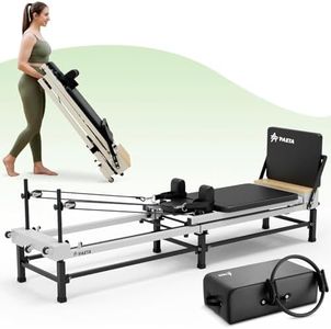PAETA Pilates Reformer, 91" Foldable Reformer Pilates Machine with Adjustable Reformer Heights, Pilates Equipment with Piano Wire Spings and Jump Boards(Black Reformer with Box