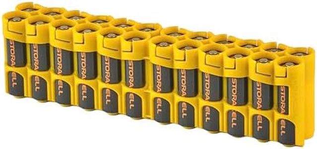 Storacell AA Battery Storage Caddy, Yellow - Holds 24 Batteries (Not Included)