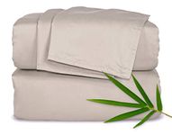 Short Queen Sheets by Pure Bamboo for RV Camper (60"x75") - Genuine 100% Organic Viscose Derived from Bamboo Bed Sheet Set, Soft & Cooling, Lifetime Quality Promise (Short Queen, Sand)