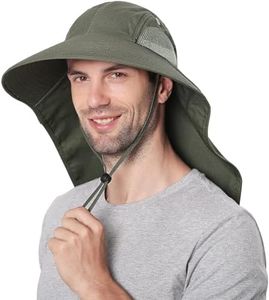 H HOME-MART Wide Brim Sun Hat Men, UPF 50 Premium Bucket Hat Sun Hat Wide Brim Hat Farming hat with Neck Flap for Fishing, Hiking, Camping, Garden, Farming, Waterproof Boonie Hat for Outdoor