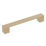 Hickory Hardware Heritage 10 Pack Square Cabinet Pulls, Low Profile Handles for Kitchen Cabinet Doors, Dresser Drawers & Bathroom Vanity, 3-3/4 Inch (96mm) Center to Center, Brushed Brass, 10 Pack