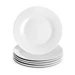 Argon Tableware 6X White 15.4cm (6 Inch) Wide Rimmed Side Plates - Desert Serving Dinner Set Bread Plate - Dishwasher and Microwave Safe Ceramic