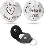 Nishabb Pocket Hug Token Long Distance Relationship Keepsake Stainless Steel Double Sided Inspirational Gift with PU Leather Keychain (Best Cousin Ever)