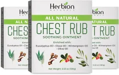 Herbion Naturals Chest Rub, 3.53 oz - Natural Soothing Ointment with Soothing Vapors for Adults & Children 2+ -Relieves Cough, Cold, Nasal & Chest Congestion (Pack of 3)