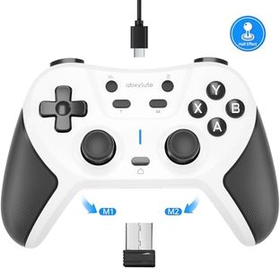 abxylute C5P Wireless Gaming Controller for PC/Switch/iOS/Android/PS3/PS4/Steam/MAC, 2.4 GHz Hall Effect Stick & Trigger Turbo-Remappable Back Buttons Rubberized Grip Console Layout Gamepad Vibration