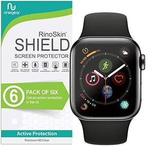 [6-Pack] RinoGear for Apple Watch Screen Protector 44mm (Series 4) [Easy Install: NO Lifting Edges] Flexible Screen Protector for Apple Watch 44mm HD Crystal Clear Anti-Bubble Film