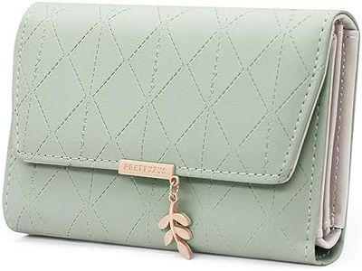 REETEE Portefeuille Femme en Cuir PU Moyen Porte Monnaie Slots de Carte, Porte Feuilles pour Femme Court avec Porte-Monnaie Zippé et Portefeuilles Pochette Femme (M-Vert)
