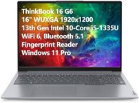 Lenovo ThinkBook 16 G6 16" FHD+ Laptop Computer, 13th Gen Intel 10-Core i5-1335U (Beat i7-1270P), 32GB DDR5 RAM, 1TB PCIe SSD, WiFi 6, Bluetooth 5.1, Fingerprint Reader, Windows 11 Pro, Tilsiy Cable