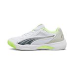 PUMA Men's Nova Court Pickleball Shoe Sneaker, Puma White-Luminous Blue-Fizzy Apple-Shadow Gray, 10.5