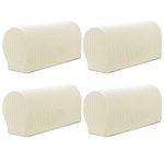 GEOCANG Armchair cover, Set of 4 non-slip armchair, sofa armrest protector, for furniture protector(Ivory white)