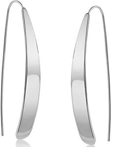 Silver Long Earrings for Women - 925 Sterling Silver Plated Threader Earrings for Women, Long Teardrop Dangly Tear Drop Dangle, Trendy Elegant Threaded Pull Through Jewelry