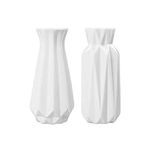 Ceramic Vase for Home Decor, Modern Ceramic Vase for Flowers Plants Set of 2 Decorative Floral Vase for Living Room Centerpieces, White