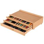 VISWIN Upgraded 3-Drawer Wood Artist Supply Storage Box with Removable Dividers, Premium Beech Wood Art Storage Box, Portable Organizer Box for Paints, Pastels, Pencils, Brushes and Art Supplies