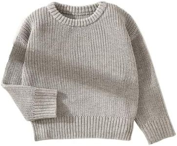 PATPAT Infant Baby Sweater Round Neck Long Sleeve Knit Jumpers Pullover Sweatshirt Fall Winter Clothes Newborn Grey 3-6 Months