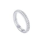 PAVOI 14K Gold Plated Cubic Zirconia Double Row Eternity Band White Gold for Women Size 7