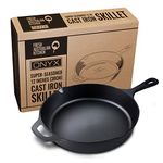 FRESH AUSTRALIAN KITCHEN Polished Super Pre-Seasoned 12 Inch (30cm) Cast Iron Skillet Fry Pan. Perfect for Frying, Camping BBQ. Oven Safe.