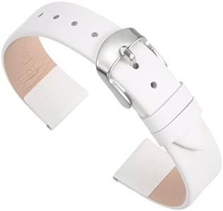 uxcell Genuine Leather Band 16mm Width, Smooth Flat Leather Watch Strap for Men and Women, White