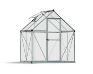 Palram Canopia Mythos 6x4 Silver Greenhouse -TwinWall Polycarbonate, Aluminum Frame, Base Included