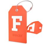 Initial Luggage Tag with Full Privacy Cover and Stainless Steel Loop – (Letter F)