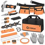 VIGRUE Kids Tool Set, Children Gift Present Real Hand Tools Kit with Belt and Bag, Boy Builder Small Learning Accessories Construction Hammer Screwdriver for Home DIY Woodworking