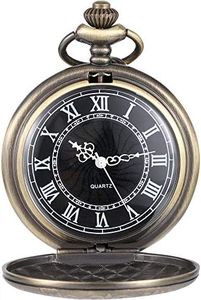 Orologio da Taschino al Quarzo per Uomo con Quadrante Nero e Catena (Bronzo)
