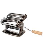 Imperia Pasta Maker Machine, Black, Made in Italy- Heavy Duty Steel Construction w Easy Lock Dial, Wooden Grip Handle for Fresh Italian Pasta Noodles, Homemade Cooking or Gift