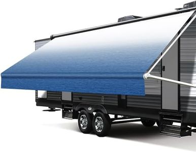 Xenjum RV Awning Fabric Replacement, 16.2oz Heavy-Duty Weatherproof Vinyl Camper Awning Replacement Universal Outdoor Canopy for RV, Trailer, and Motorhome Awnings-Sapphire Blue Fade-21'(Fabric 20'2")