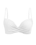 Aqua Eve Women Underwire Bikini Top Only Push Up Swim Top Bra Swimsuit Tops Padded Bathing Suit Top, White, Small