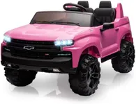 Jojoka Baby Car 24V 2-Seater Truck Licensed Chevrolet Silverado Ride On Toy w/Parent Remote Control,4xSpring Suspension, Wireless Music, Electric Vehicle Car for Kids Ages 3-8,Pink