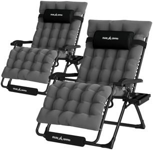UDPATIO Oversized Zero Gravity Chair Set of 2, 33In XXL Patio Reclining Chair with Cushion, Outdoor Folding Recliner with Pillows|Cup Holder|Foot Rest|Padded Headrest, Dark Grey, Support 502LB