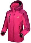 donhobo Women's Waterproof Ski Jackets,Outdoor Hiking Walking Raincoat Jacket Lightweight Windproof Windbreaker Coats with Hood Rose L