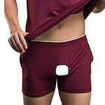 Cicilin Men's Pyjama Bottoms Ultra Soft Shorts Modal Lounge Wear Shorts with Pockets Cotton Loungewear Pajama Shorts Dark red L