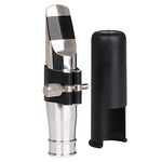 Yibuy Tenor Saxophone Mouthpiece Set Silver 7# Saxophone Replacement Parts