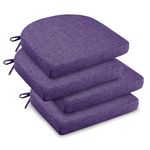 downluxe Indoor Chair Cushions for Dining Chairs, Soft and Comfortable Textured Memory Foam Kitchen Chair Pads with Ties and Non-Slip Backing, 16" x 16" x 2", Purple, 4 Pack