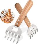 Meat Claws Chicken Shredder Shredding Forks for Meat 8.6" with Long Wood Handle Easily Lift, Shred and Cut Meat Claws for Pulled pork Stainless Steel Sharp Tips 2PCS-Natural Color