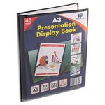 A3 40 Pocket Display Book Presentation Folder Portfolio (80 Views) Project Book Certificate Folder Plastic Wallets (1 Book)