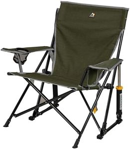 GCI Outdoor Kickback Rocker Camping Chair | Portable Folding Rocking Chair with Durable Armrests, Drink Holder & Relaxed Lowered Seat for Comfort — Loden Green