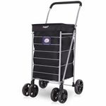 Hoppa 75.6L Lightweight Foldable Shopping Trolley on Wheels – Hard-Wearing Trolley Cart for Storage – Sturdy Push/Pull 6-Wheel Trolley for Shopping and Easy Maneuverability - (Black)