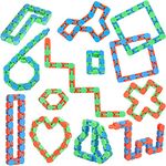 20 Pack Wacky Tracks Snap Click Fidget Chain Toys Set for Sensory Kids - Snake Puzzles, Stress Relief, Random Color Links, Cool Party Favors Supplies Accessories for Boys Girls