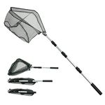 Telescopic Folding Fishing Landing Net, 1.5m Pole Collapsible Extensible Aluminum long Handle,Stainless Steel Triangular,For Bird Fish Catch,Aquarium,Ponds Floating Objects,Carp Trout (Triangle)