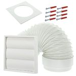 SPARES2GO Universal Exterior Wall Tumble Dryer Venting Kit (White, 4" / 102mm)