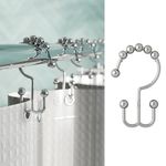 Zenna Home Shower Curtain Hooks Rust-Resistant Metal Double Roller Glide, Rings for Bathroom, Set of 12, Chrome