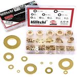 Hilitchi 350-Pcs [10 - SIZE] Brass Flat Washer Assortment Set - M2 M2.5 M3 M4 M5 M6 M8 M10 M12 M14