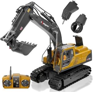 kolegend 3 in 1 Remote Control Excavator Toy 14 Channel RC Excavator Toy for Boys 3-12 with Bucket/Claw/Drill 2.4GHz Full Functional Construction Vehicles Toys Gift for 6 7 8 9 10 Years Old Kids Boys