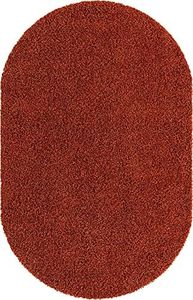 Unique Loom Solid Shag Collection Area Rug (5' 1" x 8' Oval, Terracotta)