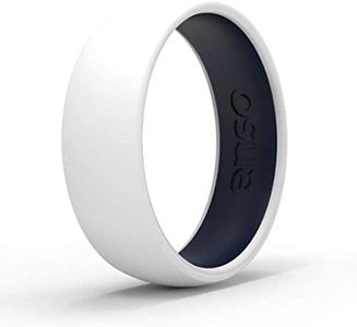 Enso Rings Dual Tone Silicone Wedding Ring Two Tone Hypoallergenic Band Comfortable for Active Lifestyle - Medical Grade Silicone 1.75mm Thick Unisex (White & Navy, 14)